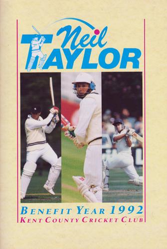 Neil-Taylor-autograph-signed-Kent-cricket-memorabilia-KCCC-spitfires-county-1992-benefit-testimonial-brochure-signature