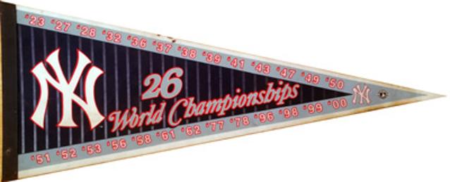 New-York-Yankees-baseball-memorabilia-MLB-26-world-championships-world-series-pennant-commemorative-NY-Yankees