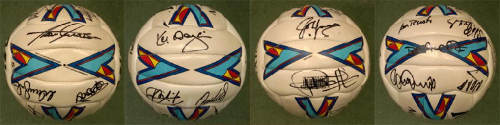 NUFC multi-signed football  Inc: Kenny Dalglish (Manager), Alan Shearer, John Barnes, Gary Speed, Ian Rush, Warren Barton, Shay Given, David Batty, Philippe Albert, Temuri Ketsbaia, Nikos Dabizas + 10 unknown autographs (c 1997-98 season).