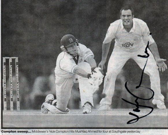 Nick-Compton-autograph-signed-Middlesex-cricket-memorabilia-Middx-CCC-county-England-test-match-batsman-compdog-sweep-nicholas