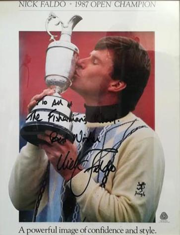 Nick-Faldo-autograph-signed-british-open-golf-memorabilia-1987-champion-claret-jug-poster-pure-wool-pringle-sweaters-sir-signature