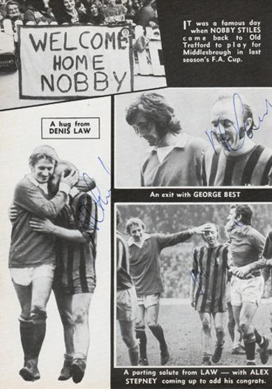 Nobby-Stiles-signed-Man-Utd-fc-football-memorabilia-middlesborough-old-trafford-law-best-stepney-Manchester-United