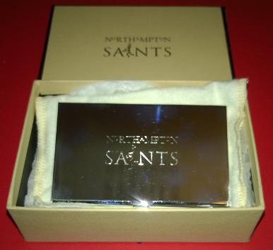 Northampton-Saints-rugby-memorabilia-stainless-steel-business-card-holder-logo-box-RUFC-2014 champions