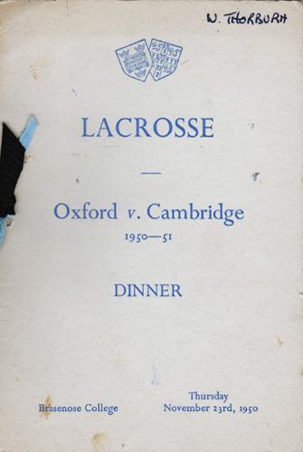 Oxford-v-Cambridge-University-Lacrosse-memorabilia-Dinner-1950-1951-Brasenose-College-signed-player-autographs-oxbridge-blue-ribbons