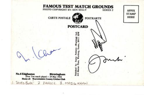 Pakistan-cricket-signed-Edgbaston-postcard-autograph