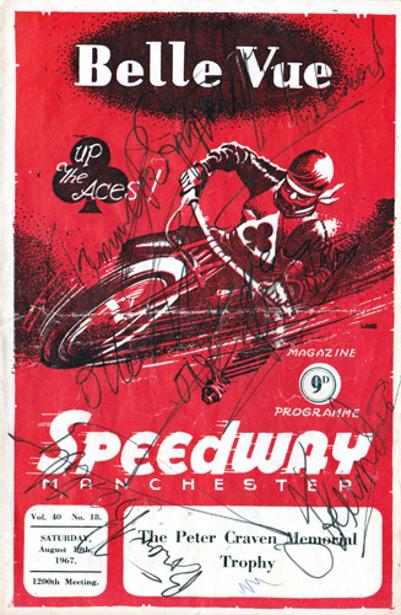 Peter-Craven-memorial-meeting-trophy-programme-1967-speedway-memorabilia-ole-olsen-autograph-olle-nygren-ove-fundin-belle-vue-manchester-motor-cycling-up-the-aces