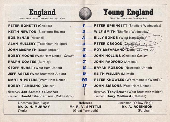 Peter-Osgood-autograph-signed-chelsea-football-memorabilia-young-england-April-1969-signature-stamford-bridge-programme
