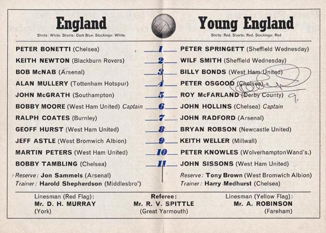 Peter-Osgood-autograph-signed-chelsea-football-memorabilia-young-england-April-1969-stamford-bridge-programme