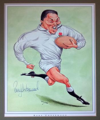 RORY UNDERWOOD memorabilia England rugby memorabilia signed John Ireland print autograph