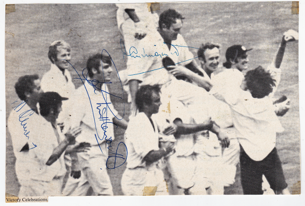 Ray Illingworth autograph signed england ashes celebration pic basil doliveira