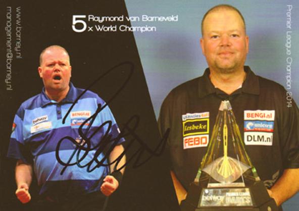 Raymond-van-Barnevald-autograph-Barney-signed-PDC-darts-memorabilia-official-postcard-five-times-bdo-world-champion-career-record-biography-trophy-netherlands