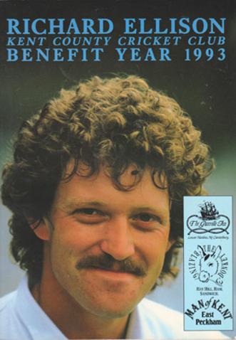 Richard-Ellison-autograph-signed-Kent-Cricket-memorabilia-1993-benefit-brochure-kccc-testimonial-elly-england-test-match-fast-bowler-millfield-school-signature
