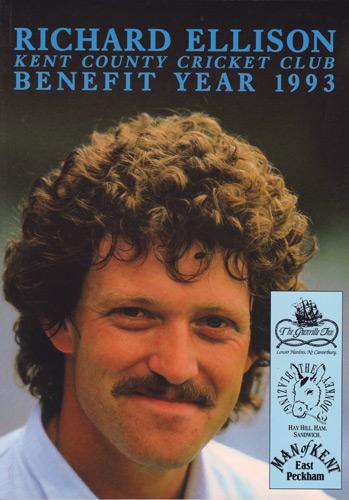 Richard-Ellison-autograph-signed-Kent-cricket-memorabilia-KCCC-spitfires-county-1993-benefit-testimonial-brochure-signature-England-test-bowler-Elly
