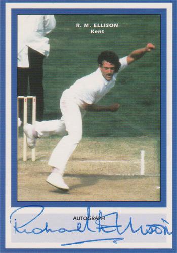 Richard-Ellison-autograph-signed-Kent-cricket-memorabilia-KCCC-spitfires-county-print-player-card-signature-England-test-bowler-Elly-Millfield-School-bio-career