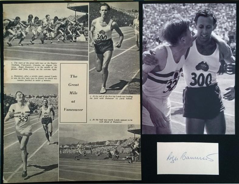 Roger-Bannister-autograph-signed-athletics-four-minute-mile-memorabilia-the-great-mile-john-landy-empire-games-vancouver-1954