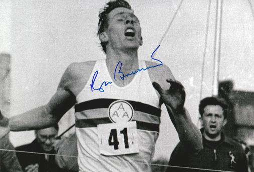 Roger-Bannister-autograph-signed-athletics-sub-four-minute-mile-memorabilia-iffley-road-oxford-Sir-chris-chataway-brasher-dr-doctor