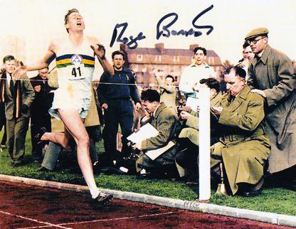 Roger-Bannister-autograph-signed-photo-first-sub-four-minute-mile-iffley-road-autographed-athletics-memorabilia-AAA-Chris-Brasher-Chataway-colour