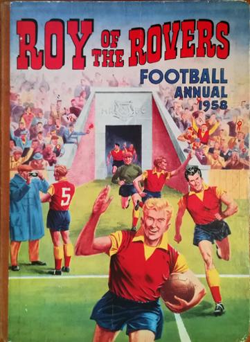 Roy-of-the-Rovers-football-memorabilia-1958-annual-roy-race-cover-art-soccer-comic-strip-collectables-fleetwood-editions-publishing
