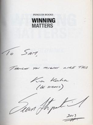 SEAN FITZPATRICK memorabilia signed book Winning Matters New Zealand rugby memorabilia All Blacks memorabilia autograph