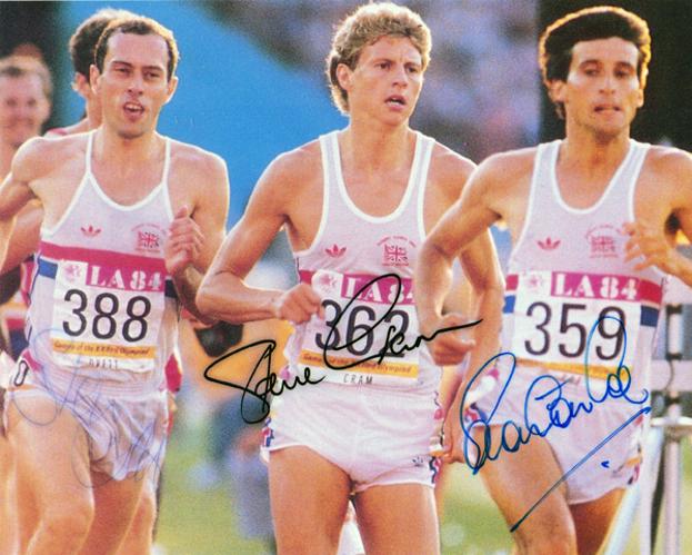 Seb Coe autograph Steve Ovett autograph Steve Cram autograph 1984 Los Angeles Olympics 1500 metres signed athletics memorabilia
