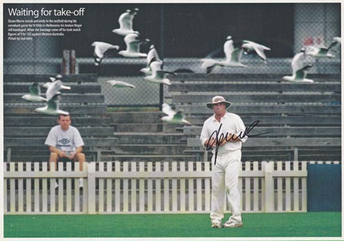 shane warne signed cricket photo