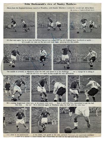 Sir STANLEY MATTHEWS signed photo football montage autographed memorabilia