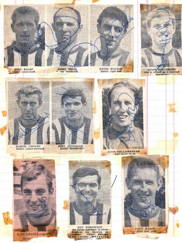 Southampton-FC-football-memorabilia-Saints-Jimmy-Melia-autograph-terry-paine-signed-martin-chivers-signature-Walker-Hollywood-Sydenham-Hollowbread-Davies-Wimshurst