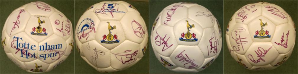 Spurs-signed-football-Tottenham-Hotspur-autograph-soccer-ball-Sheringham-Anderton-Francis-Rosenthal-Fox-Campbell-Carr-Sinton-White-Hart-Lane-COYS