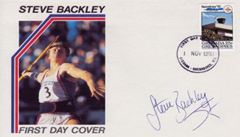 STEVE BACKLEY (1992 Olympic Bronze - Javelin) Hand-signed Barcelona '92 Olympics FDC