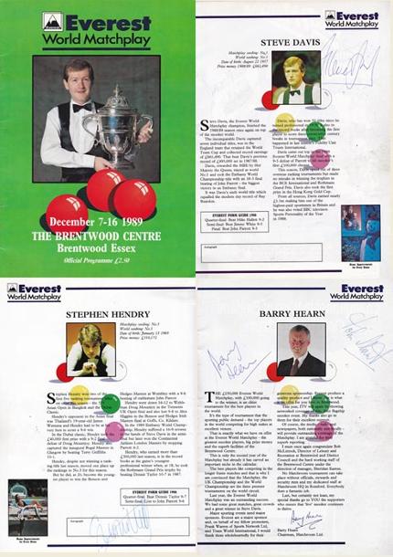 Steve-Davis-autograph-signed-1988-everest-world-matchplay-programme-champion-stephen-hendry-terry-griffiths-dennis-taylor-barry-hearn-signature-snooker-memorabilia