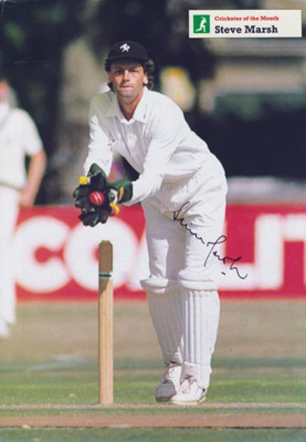 Steve-Marsh-autograph-signed-Kent-cricket-memorabilia-KCCC-spitfires-county-signature-captain-wicket-keeper-1991-the-cricketer-of-the-month-poster