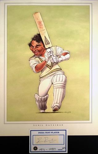 Sunil Gavaskar autograph signed John Ireland print India cricket memorabilia Sunny