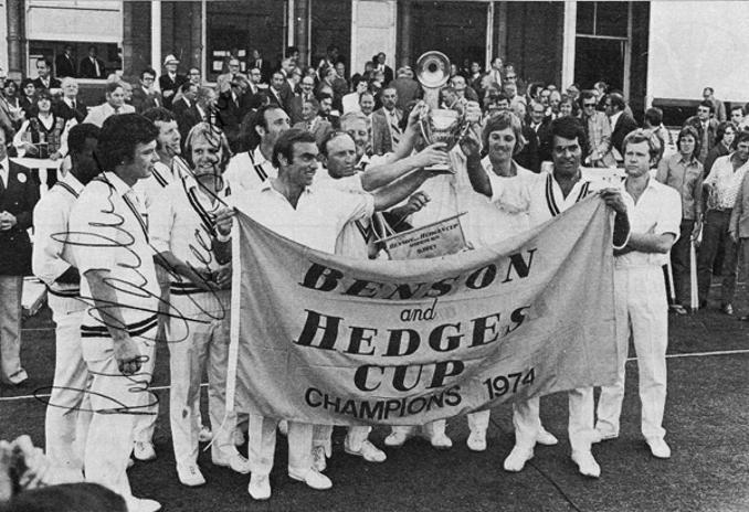 Surrey-CCC-cricket-memorabilia-Robin-Jackman-Alan-Butcher-signed-Benson-Hedges-Cup-Final-1974-pic-BH-Lords-Edrich-Roope-Arnold-Younis