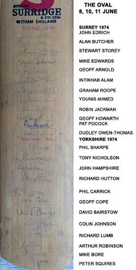 Surrey-cricket-memorabilia-1974-signed-bat-yorkshire-ccc-oval-edrich-younis-hutton-bairstow-signature