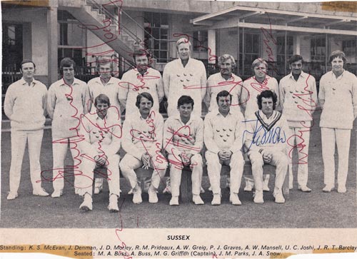Sussex-cricket-memorabilia-1970-signed-team-photo-john-snow-autograph-prideaux-graves-joshi-buss-griffiths-sccc