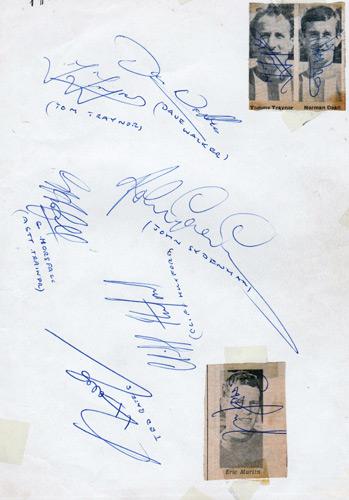 Ted-Bates-autograph-signed-Southampton-FC-football-memorabilia-Saints-manager-Soton-signature-Tommy-Traynor-Dave-Walker-Norman-Dean-John-Sydenham-Eric-Martin
