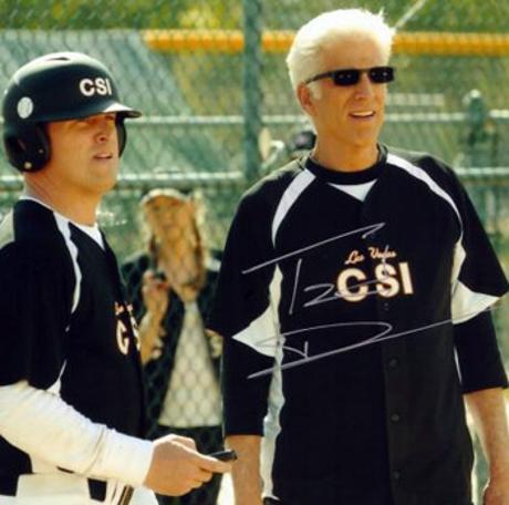 TED DANSON Hand-signed CSI TV series baseball photo.