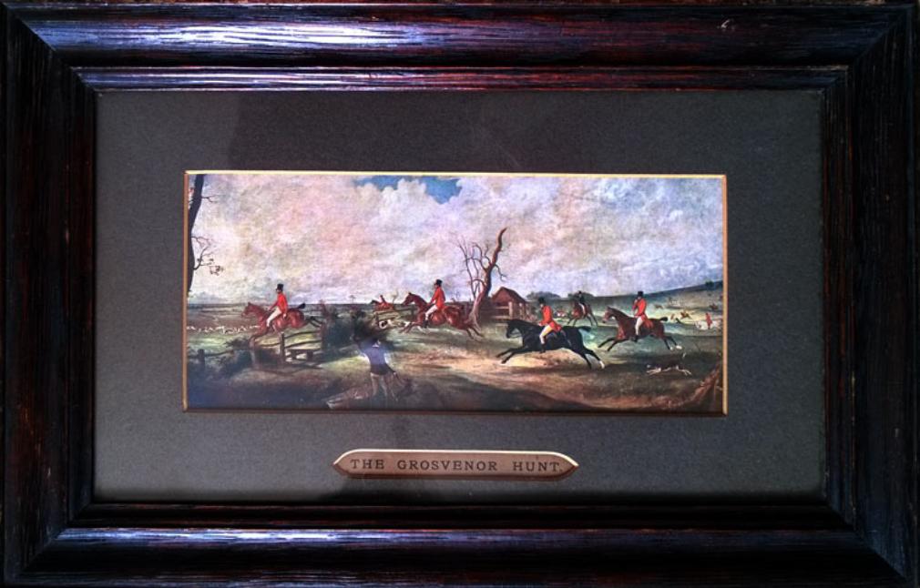 THE GROSVENOR HUNT vintage horse hunting print framed (c 1900)