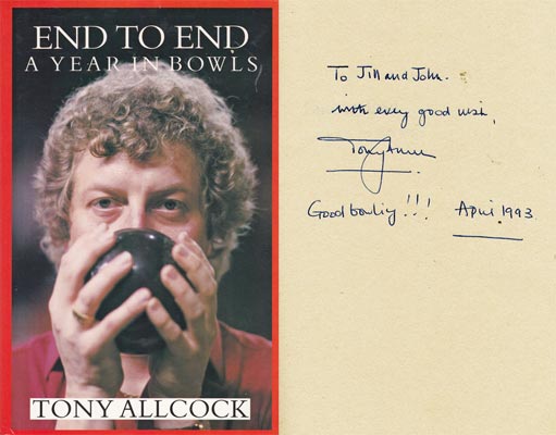 Tony-Allcock-autograph-signed-book-autobiography-end-to-end--a-year-in-bowls-memorabilia-lawn-first-edition-1989
