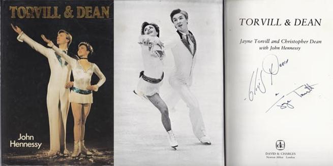 Torvill-and-Dean-autographs-signed-ice-skating-memorabilia-biography-john-hennessy-christopher-jayne-olympic-champions-bolero-book-dancing-on-ice