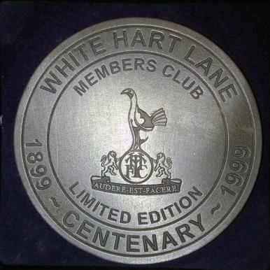 Tottenham Hotspur FC THFC Spurs White Hart Lane Centenary Pewter Coaster 1899 1999 Limited Edition