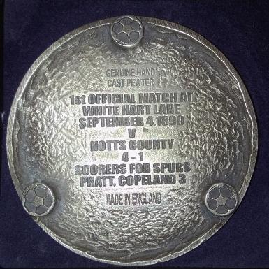 Tottenham Hotspur FC THFC Spurs White Hart Lane Centenary Pewter Coaster 1899 1999 Limited Edition Reverse