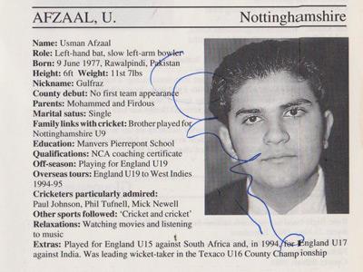 Usman-Afzaal-autograph-signed-nottinghamshire-cricket-memorabilia-notts-northants-ccc-England-signature