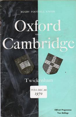 Varsity-rugby-match-memorabilia-cambridge-university-oxford-univ-twickenham-1970-rfu-light-blues-dark-official-programme