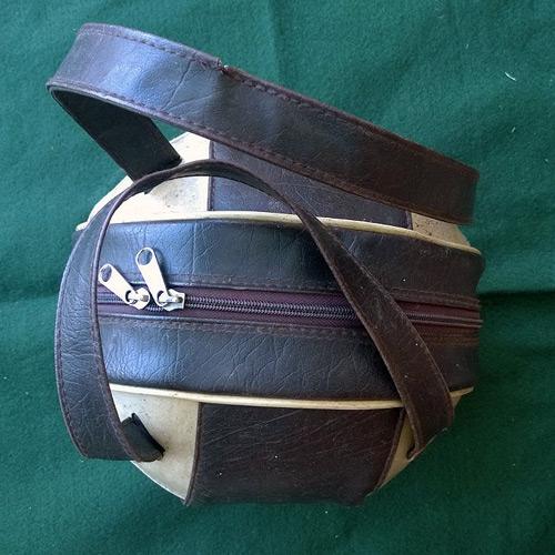 Vintage-leather-ten-pin-bowling-bag-with-straps-handbag-tan-brown-cream