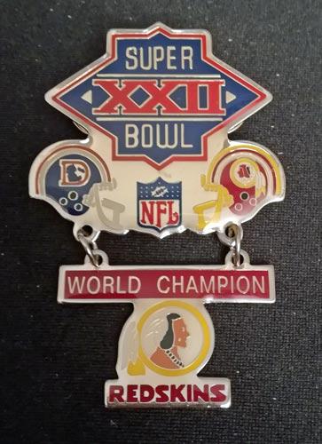 Washington-Redskins-NFL-memorabilia-1988-super-bowl-xxii-jack-murphy-stadium-denver-broncos-champions-42-10-pin-badge