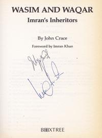 Wasim-Akram-autograph-waqar-younis-signed-book-imran's-inheritors-pakistan-cricket-memorabilia-1992-world-cup-first-edition