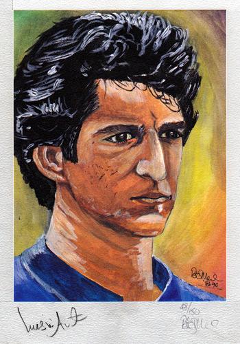 WASIM AKRAM signed portrait print Pakistan cricket