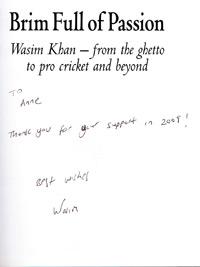 WASIM KHAN (Pakistan) signed copy of