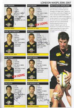 Wasps-rugby-memorabilia-signed-2006-London-double-header-Twickenham-programme-Guinness-Premiership-joe-worsley-autograph-tom-voyce-joe-ward-edd-thrower